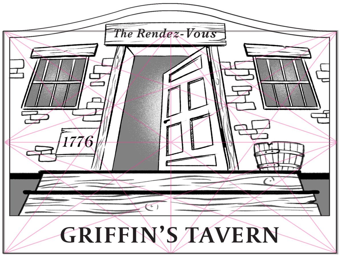 A digital draft for the bronze medallion in honor to Griffin's Tavern in Duchess County, NY