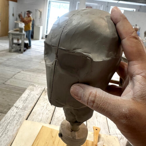 Rough details of a wet clay portrait studies.